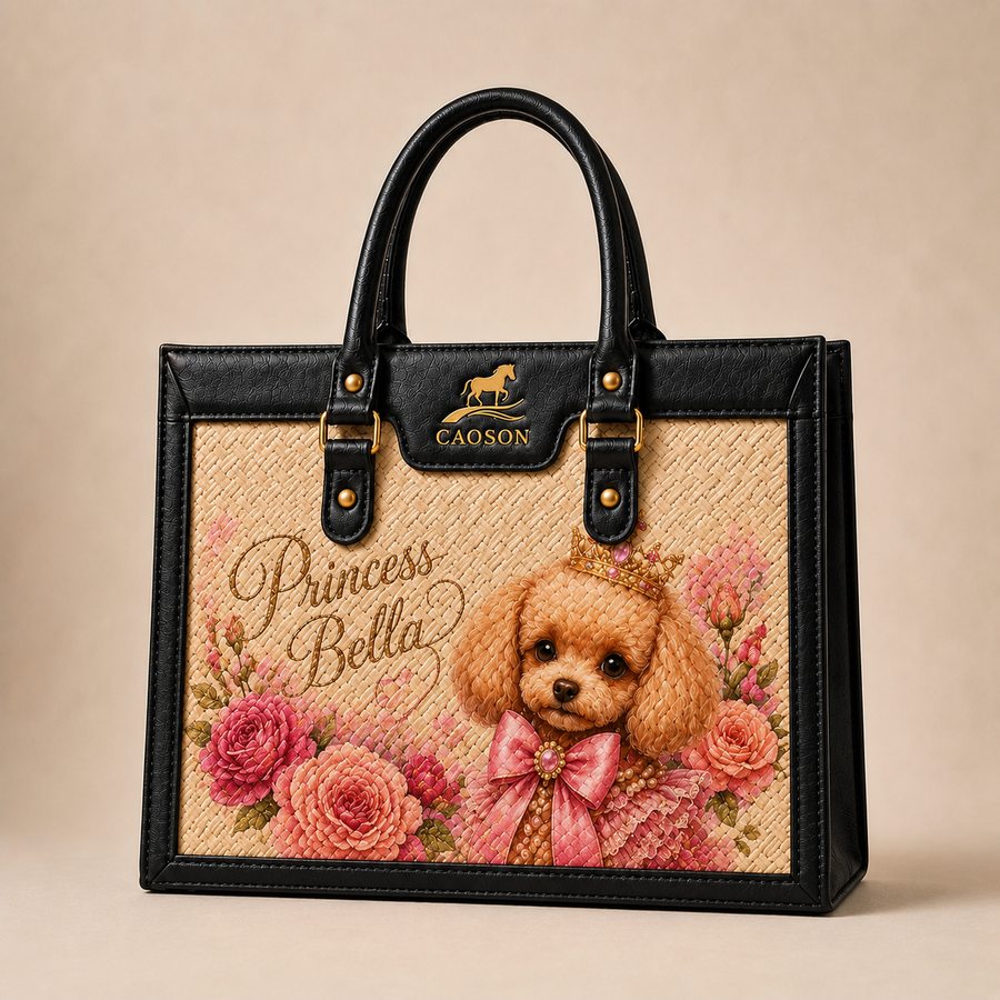 Princess Bella Custom Pet Woven Handbag – Luxury Hand-painted Bag | Caoson Premium