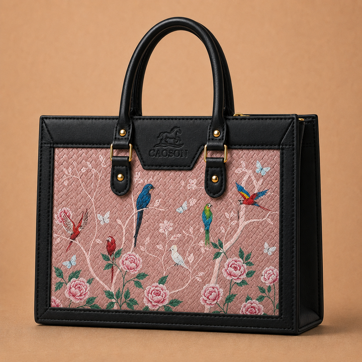 Custom Botanical Hand-Painted Bag – Personalized Structured Woven Bag | Caoson Premium