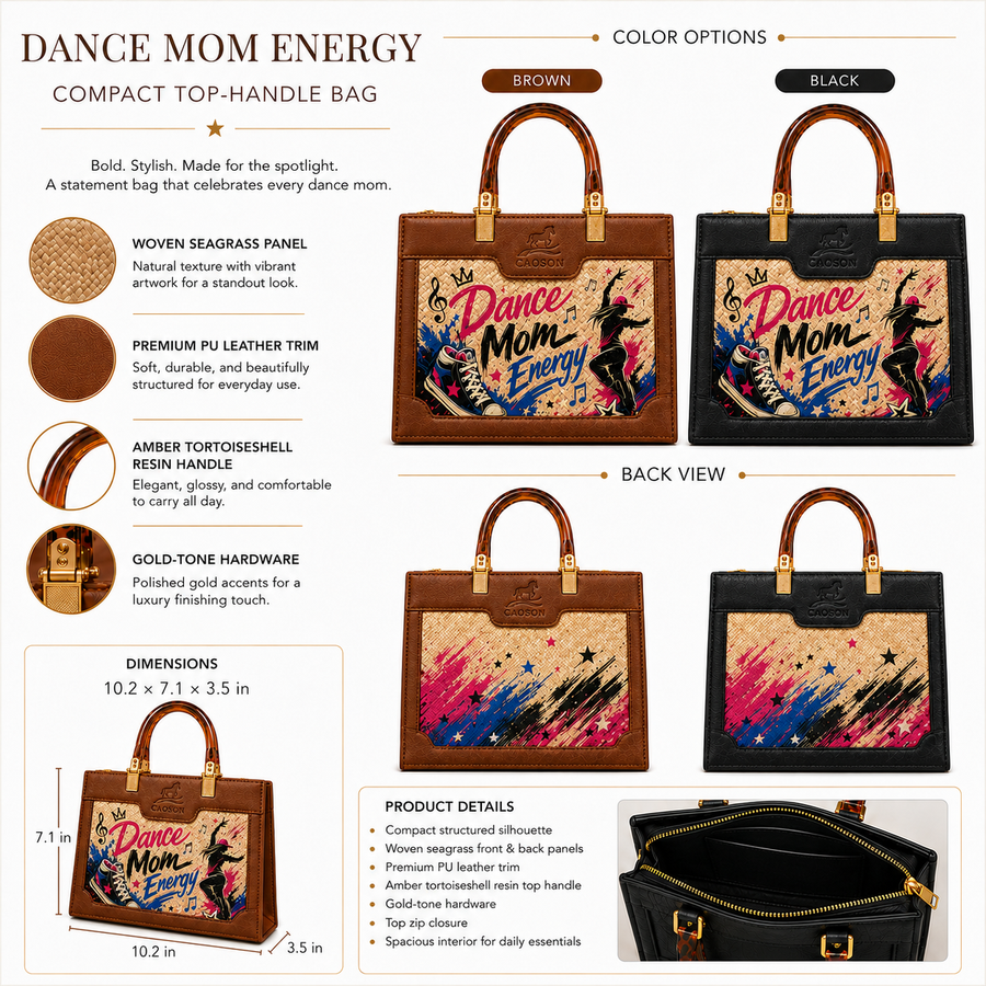 Dance Mom Energy Custom Team Hand-Painted Woven Bag – Personalized Structured Woven Bag | Caoson Premium