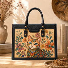 Hand-Painted Boho Cat Bag – Premium Structured Woven Bag | Caoson Premium