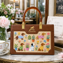 Hand-Painted Dachshund Garden Art Bag – African Empowerment Structured Woven Bag | Caoson Premium