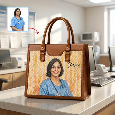 Personalized Nurse Portrait Handbag – Custom Name Luxury Work Bag | Caoson Premium VIP