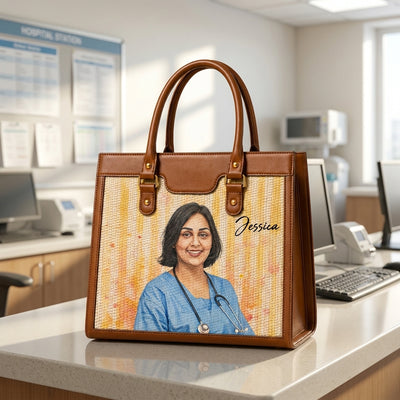 Caoson — Personalized Nurse Portrait Tote Bag – Custom Name Luxury Work Bag-Premium