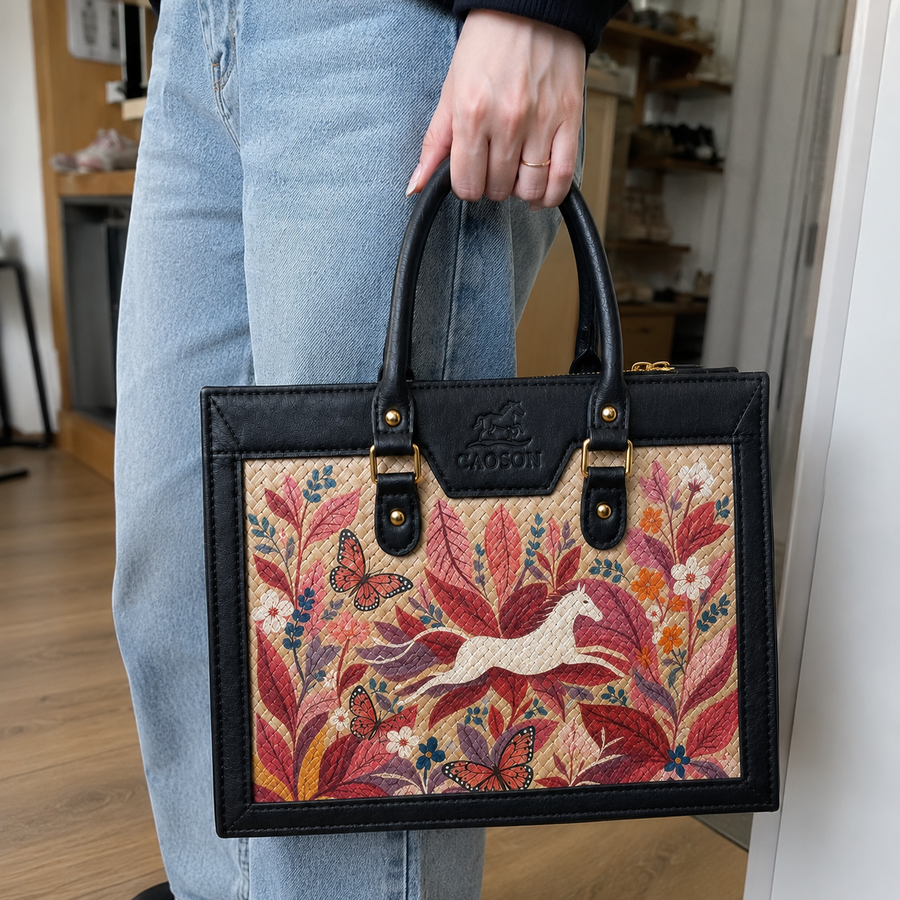 Custom Botanic Woven Handbag – Personalized Structured Woven Bag | Caoson Premium