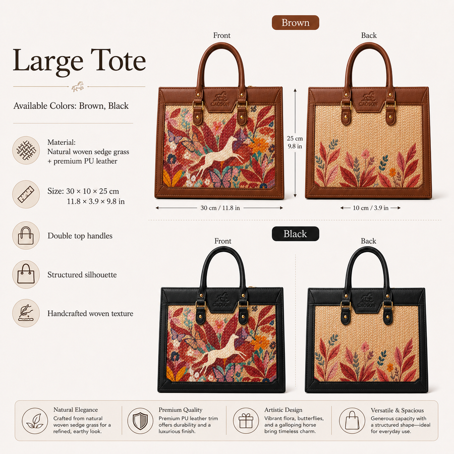 Custom Botanic Woven Handbag – Personalized Structured Woven Bag | Caoson Premium